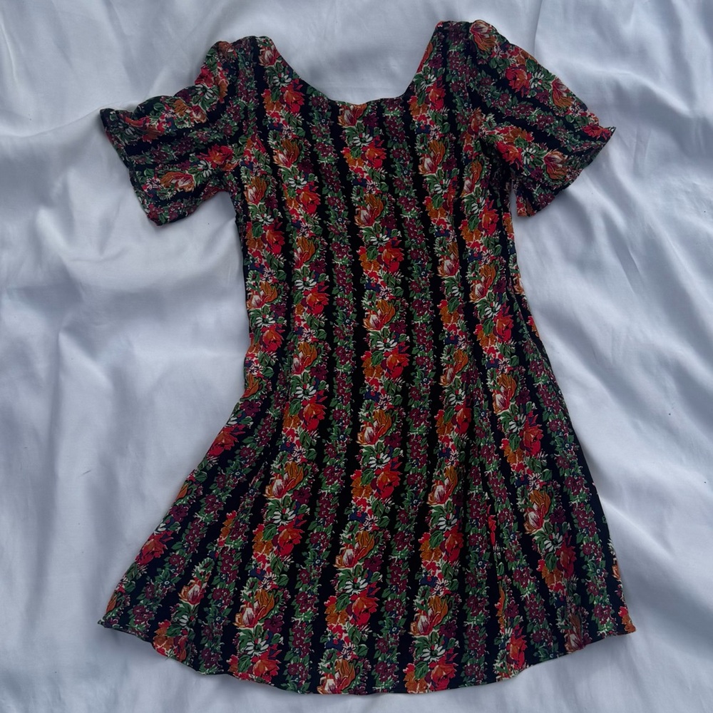 Sezane Floral Mini Dress - Black and Red